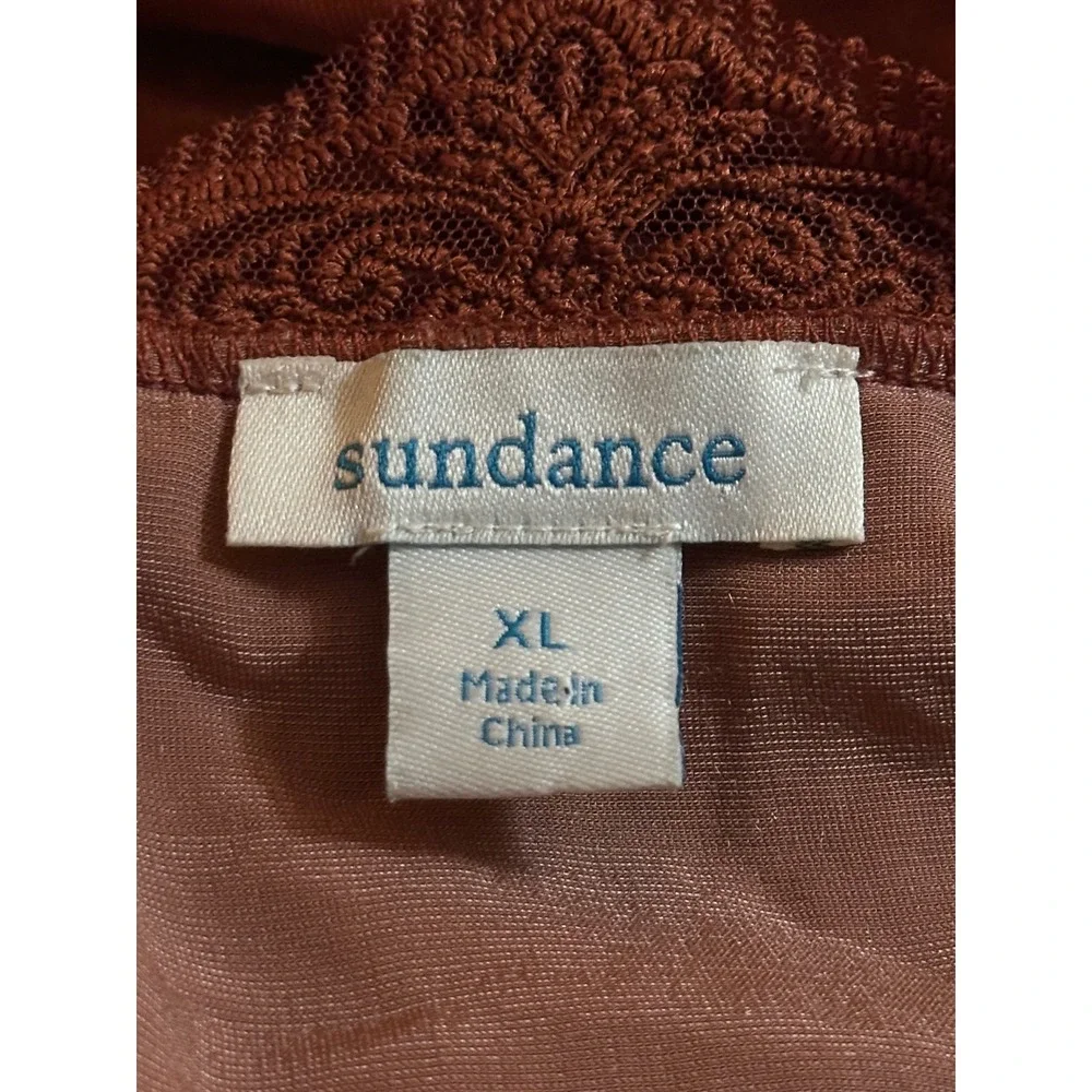 Sundance Hadley Velvet Silk Blend Lace Trim Camisole Top Rust Orange XL Boho - Picture 7 of 8